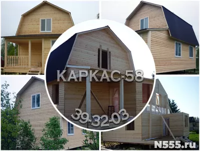 Дачный каркасный дом с мансардой и кухней Каркас-58